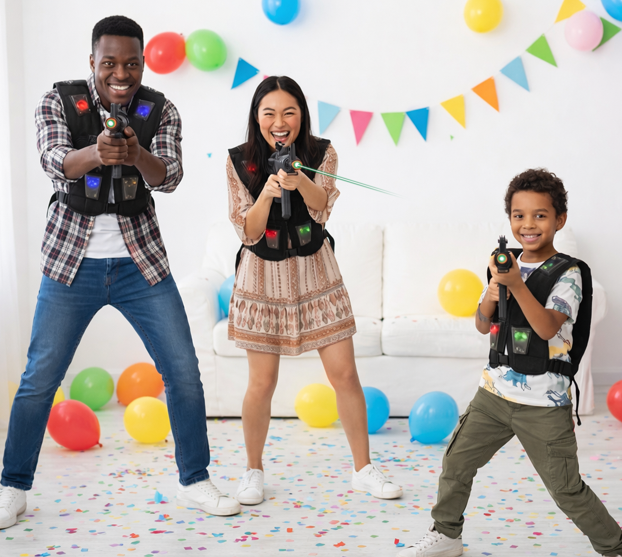 Kids enjoying laser tag at a birthday party
